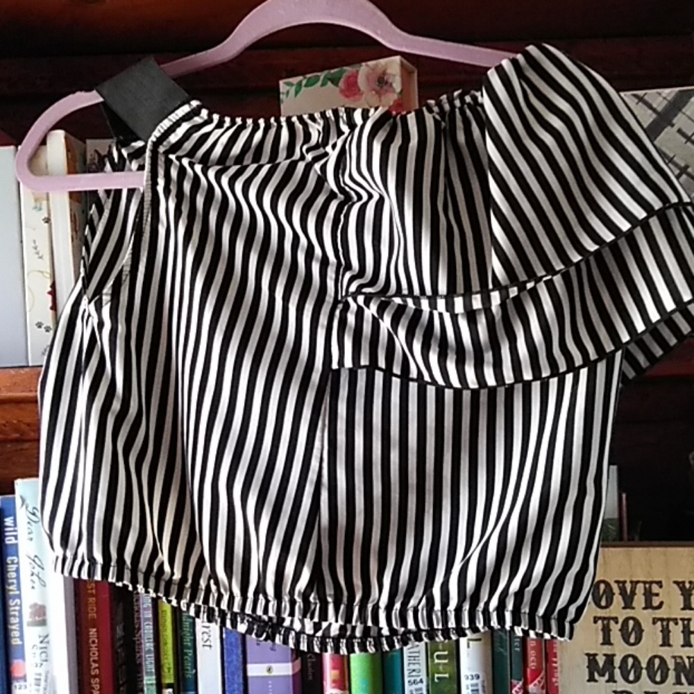 Black and White One Shoulder Top